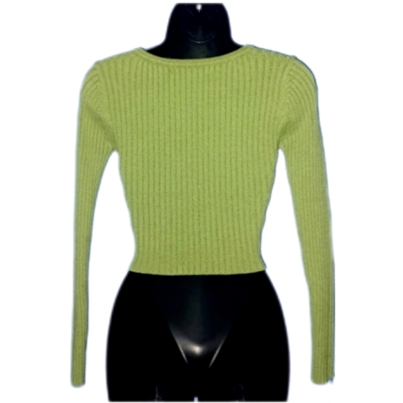 🎁 Sweet Rain Green Cropped Sweater - Picture 2 of 3